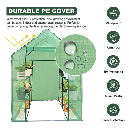 Walk In Greenhouse With 8 Shelves For Outdoor Gardening And Plant Protection 1
