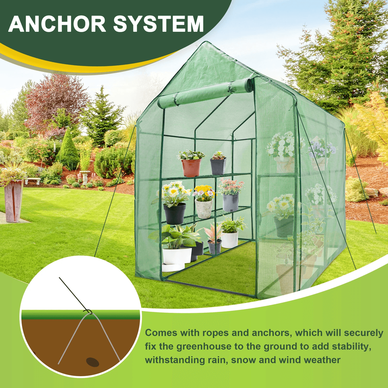 Walk In Greenhouse With 8 Shelves For Outdoor Gardening And Plant Protection 4