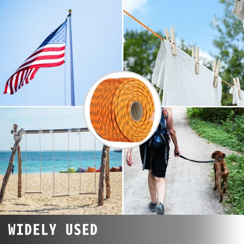 Double Braid Polyester Pulling Rope, Strength Nylon Core Load Rope for Sailing, Towing, Outdoor & Indoor Utility Use