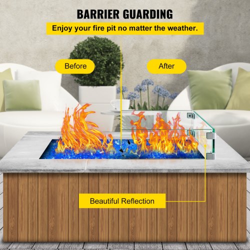 Fire Pit Wind Guard HeavyDuty Tempered Glass Wind Screen Fence 295 X 136 Inch 4