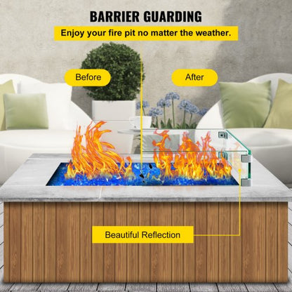 Fire Pit Wind Guard HeavyDuty Tempered Glass Wind Screen Fence 295 X 136 Inch 4