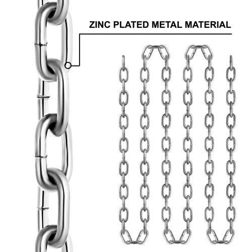 100Ft Grade 30 Proof Coil Chain, Zinc Plated Heavy-Duty Chain for Towing, Logging, Agriculture & Guard Rails