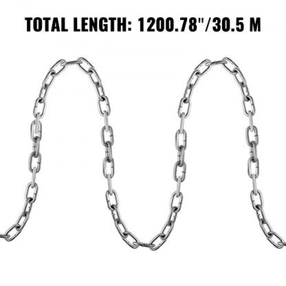 100Ft Grade 30 Proof Coil Chain, Zinc Plated Heavy-Duty Chain for Towing, Logging, Agriculture & Guard Rails