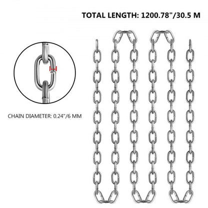 100ft Grade 30 Proof Coil Chain Zinc Plated HeavyDuty Chain For Towing Logging  Agriculture 8