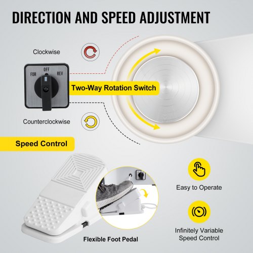 280W 25cm Electric Pottery Wheel Ceramic Machine For Clay Art Craft  DIY 110V 2