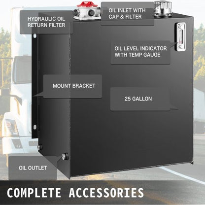 Hydraulic Oil Tanks Fuel Tank, Heavy Duty Steel Hydraulic Reservoir with Filter, Strainer, Breather Cap & Temp Gauge