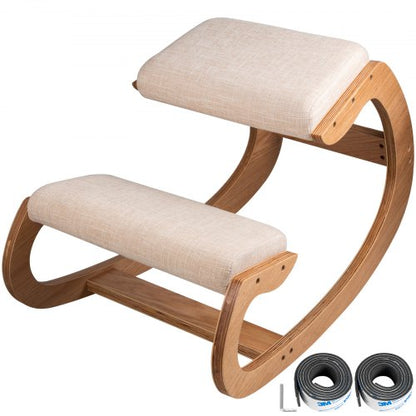 Ergonomic Kneeling Chair for Better Posture, Heavy Duty Wooden Kneeling Stool for Office, Meditation & Home Use
