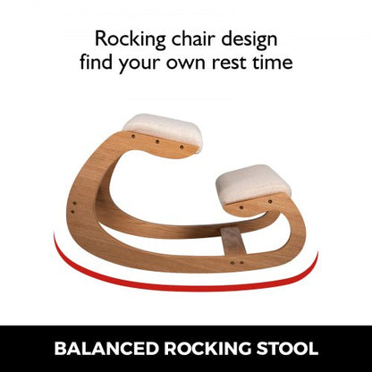 Ergonomic Kneeling Chair for Better Posture, Heavy Duty Wooden Kneeling Stool for Office, Meditation & Home Use