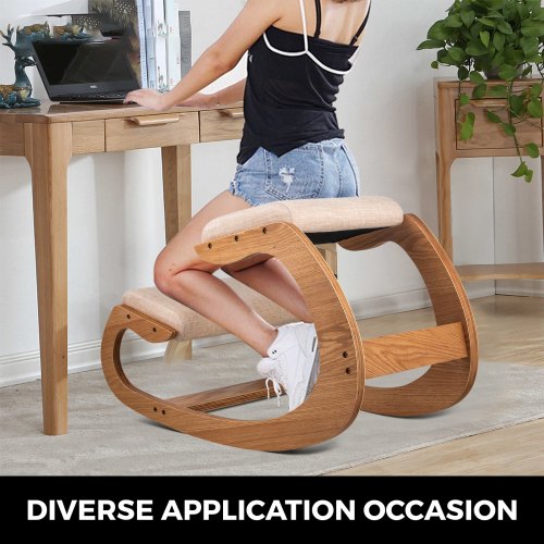 Ergonomic Kneeling Chair for Better Posture, Heavy Duty Wooden Kneeling Stool for Office, Meditation & Home Use