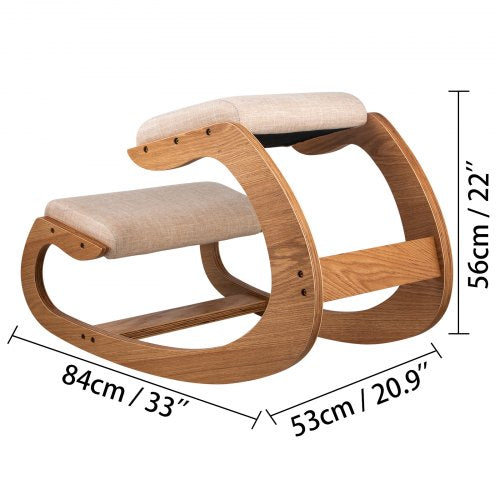 Ergonomic Kneeling Chair for Better Posture, Heavy Duty Wooden Kneeling Stool for Office, Meditation & Home Use
