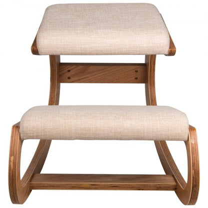 Ergonomic Kneeling Chair for Better Posture, Heavy Duty Wooden Kneeling Stool for Office, Meditation & Home Use