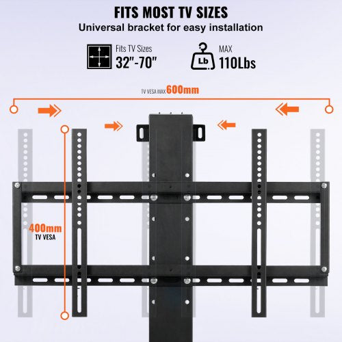 Electric TV Lift Mount 31 Adjustable Stroke Supports 60 TVs 132 Lbs Load RemoteControlled Height Ad 4