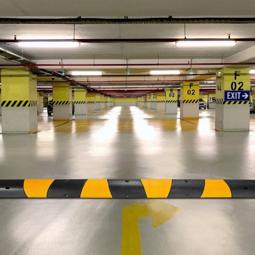 6 Feet Heavy Duty Rubber Driveway Speed Bump, 2-Channel Cable Protector Ramp for Garage, Gravel, Asphalt Concrete Road