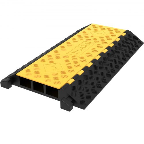 3-Channel Cable Protector Ramp, 1 Pack Heavy Duty Rubber Cord Cover – 22K lbs Capacity, Slip-Proof for Parking Lots