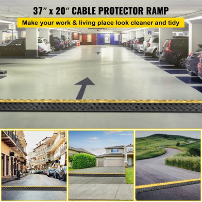 3Channel Cable Protector Ramp 1 Pack Heavy Duty Rubber Cord Cover  22K Lbs Capacity SlipProof For P 1