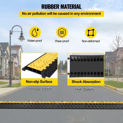 3Channel Cable Protector Ramp 1 Pack Heavy Duty Rubber Cord Cover  22K Lbs Capacity SlipProof For P 4