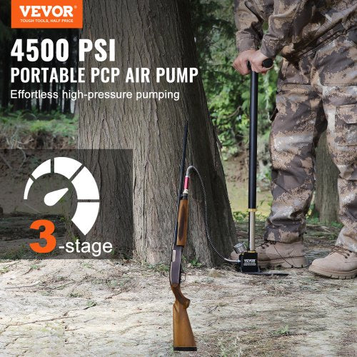4500PSI High Pressure Hand Pump 3Stage PCP Airgun Stirrup Pump For Air Rifle Filling Hunting  Scuba 2