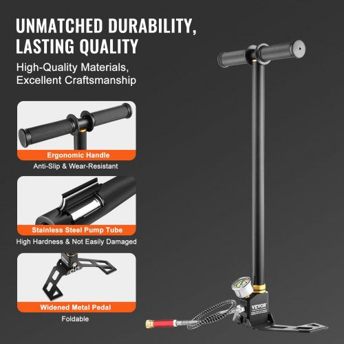 4500PSI High Pressure Hand Pump 3Stage PCP Airgun Stirrup Pump For Air Rifle Filling Hunting  Scuba 4