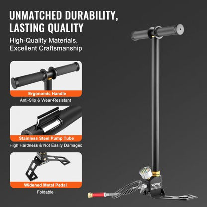 4500PSI High Pressure Hand Pump 3Stage PCP Airgun Stirrup Pump For Air Rifle Filling Hunting  Scuba 4