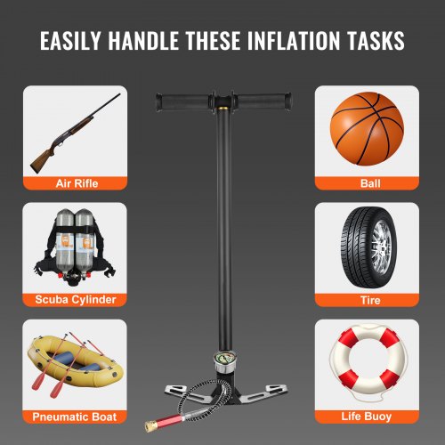 4500PSI High Pressure Hand Pump 3Stage PCP Airgun Stirrup Pump For Air Rifle Filling Hunting  Scuba 6