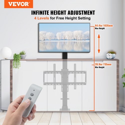 Motorized TV Lift 394 Stroke Length HeightAdjustable TV Mount For 3270 Inch TVs With Remote Control 2