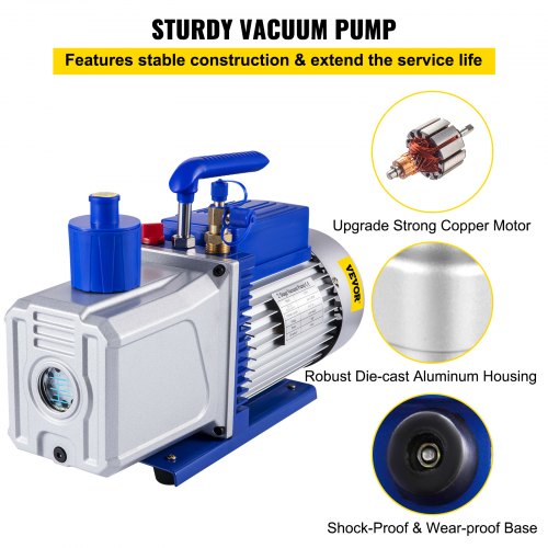 12CFM 1HP Vane Vacuum Pump DualStage HVAC Rotary Pump For Auto AC Repair  Refrigerant Evacuation 3