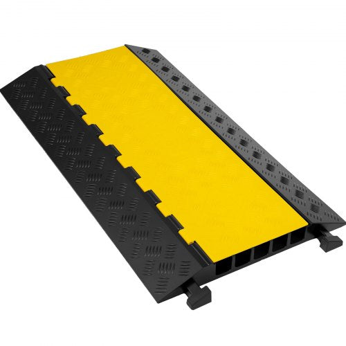 5-Channel Heavy Duty Cable Protector Ramp, Extreme Rubber Cable Cover for Wires & Cords, 88K lbs Capacity.