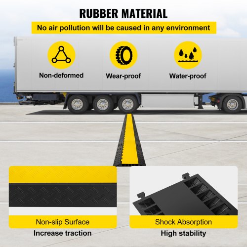 5Channel Heavy Duty Cable Protector Ramp Extreme Rubber Cable Cover For Wires  Cords 88K Lbs Capaci 4