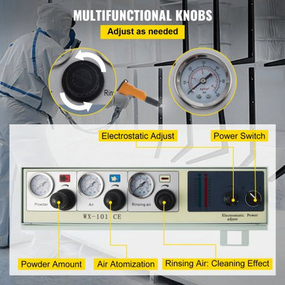 40W 50L Electrostatic Powder Coating Machine With Spray Gun 550gmin WX101 System 3