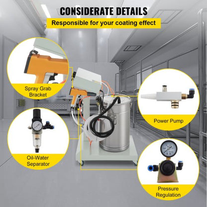 40W 50L Electrostatic Powder Coating Machine With Spray Gun 550gmin WX101 System 6