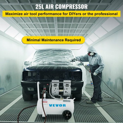 UltraQuiet OilFree Air Compressor 750W 66 Gallon Steel Tank Pancake Compressor 115 PSI For Tire Inf 2
