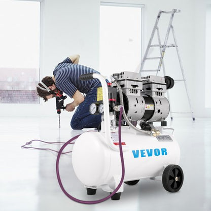 Ultra-Quiet Oil-Free Air Compressor 750W, 6.6 Gallon Steel Tank Pancake Compressor, 115 PSI for Tire Inflation