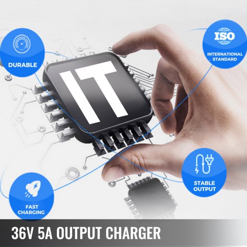 Club Car & Yamaha Golf Cart Charger, 36V 5A Smart Battery Charger with Aluminum Housing & Cooling Fan