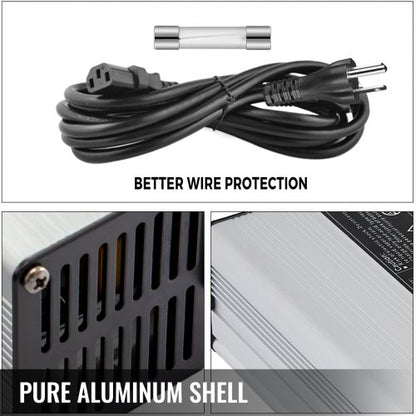 Club Car & Yamaha Golf Cart Charger, 36V 5A Smart Battery Charger with Aluminum Housing & Cooling Fan