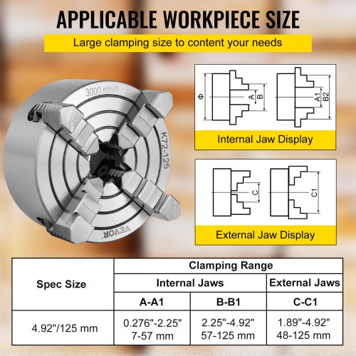 Lathe Chuck Jaw Independent Reversible Jaw, Precision Metal Lathe Chuck for Turning Machine Accessories