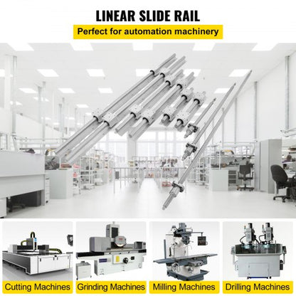 CNC Linear Rail & Ballscrew Set, SBR Rails CNC Kit Linear Shaft Optical Axis for Precision Machine Builds