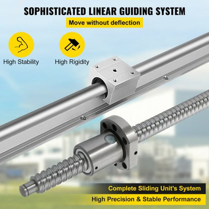 CNC Linear Rail & Ballscrew Set, SBR Rails CNC Kit Linear Shaft Optical Axis for Precision Machine Builds