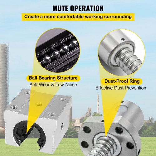 CNC Linear Rail & Ballscrew Set, SBR Rails CNC Kit Linear Shaft Optical Axis for Precision Machine Builds