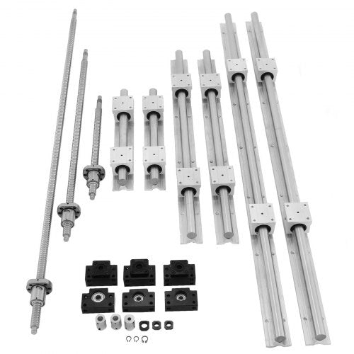 CNC Linear Rail & Ballscrew Set, SBR Rails CNC Kit Linear Shaft Optical Axis for Precision Machine Builds