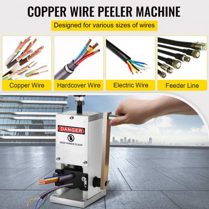 Wire Stripper Machine with Hand Crank, Manual Wire Stripping Tool Aluminum Build, Ideal for Scrap Copper Cable Recycling