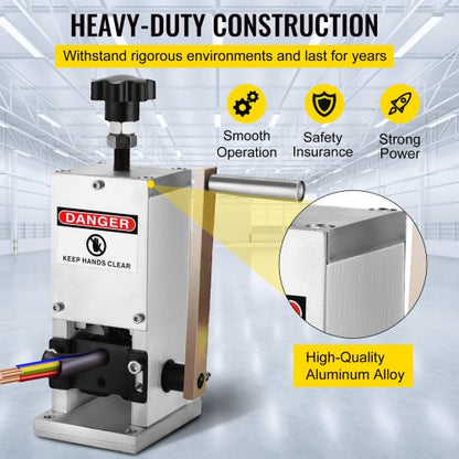 Wire Stripper Machine with Hand Crank, Manual Wire Stripping Tool Aluminum Build, Ideal for Scrap Copper Cable Recycling