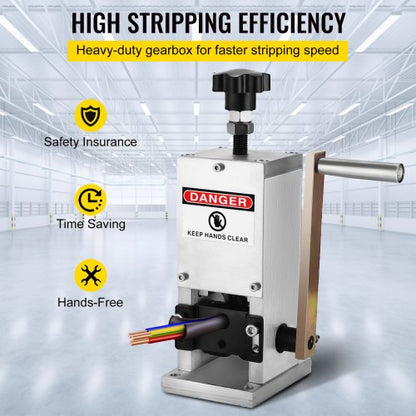 Wire Stripper Machine with Hand Crank, Manual Wire Stripping Tool Aluminum Build, Ideal for Scrap Copper Cable Recycling