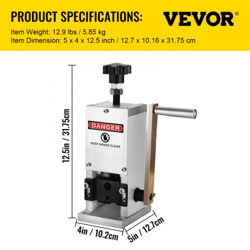 Wire Stripper Machine with Hand Crank, Manual Wire Stripping Tool Aluminum Build, Ideal for Scrap Copper Cable Recycling