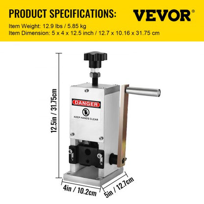 Wire Stripper Machine with Hand Crank, Manual Wire Stripping Tool Aluminum Build, Ideal for Scrap Copper Cable Recycling