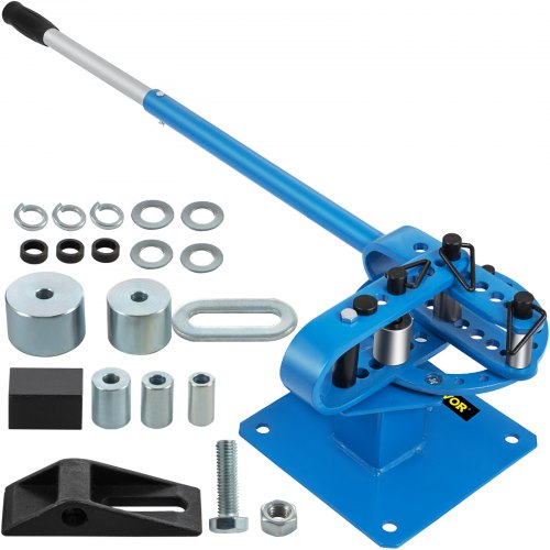 Manual Bench Compact Metal Bender with Dies, Flat Bar, Rod, and Pipe Bending Brake Bender for Steel, Iron & Copper