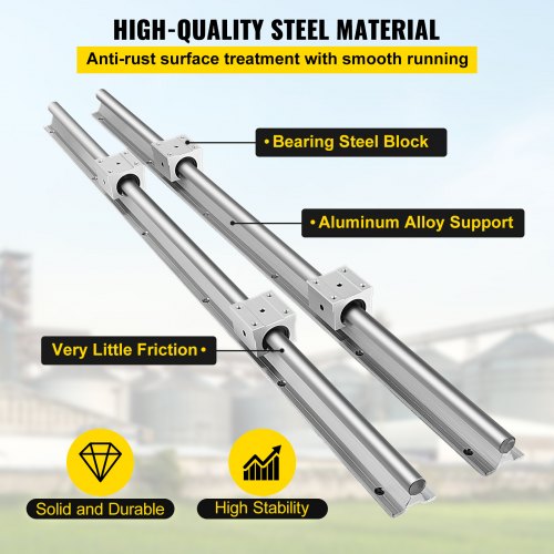 Linear Rail Set with SBR Bearing Blocks, Linear Slide Guide Rail for CNC Machines, 3D Printers, Automation Equipment