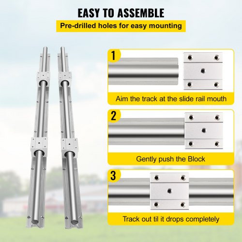 Linear Rail Set with SBR Bearing Blocks, Linear Slide Guide Rail for CNC Machines, 3D Printers, Automation Equipment