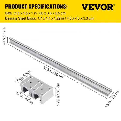 Linear Rail Set with SBR Bearing Blocks, Linear Slide Guide Rail for CNC Machines, 3D Printers, Automation Equipment