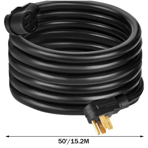RV Power Cord Amp, AWG Heavy-Duty Extension Cable for Camper, Trailer, Motorhome, Truck with Weatherproof Grip End