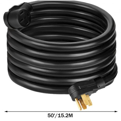 RV Power Cord Amp, AWG Heavy-Duty Extension Cable for Camper, Trailer, Motorhome, Truck with Weatherproof Grip End